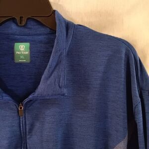Pro Tour 1/4 Zip Performance Henley Golf Shirt Blue Long Sleeve Size XL